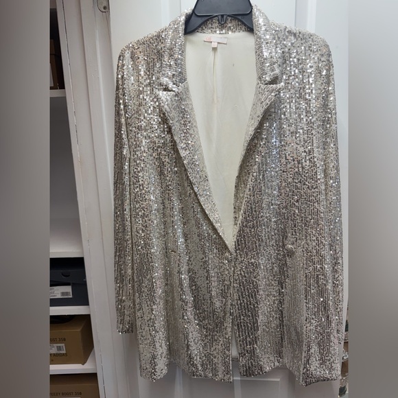 Gianni Bini Jackets & Blazers - Gianni Bini Silver Sequin Blazer
